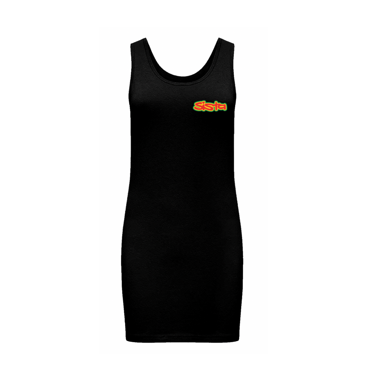 Sista Wear it your Way- Front logo - Extra Long stretch tank top dress