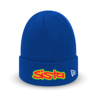 EXCLUSIVE SISTA embroidered script X New Era beanie – Rave inspired 90s streetwear, retro fashion from Have a nice day london store 