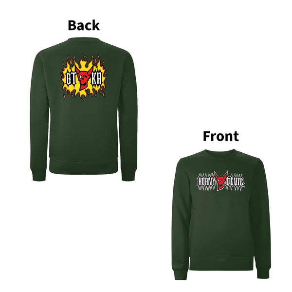 BTKA Horny Devil Front & Back Print Sweatshirt – Rave inspired 90s streetwear, retro fashion from Have a nice day london store 