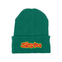 SISTA embroidered logo  Recycled original cuffed fitted beanie – Rave inspired 90s streetwear, retro fashion from Have a nice day london store 