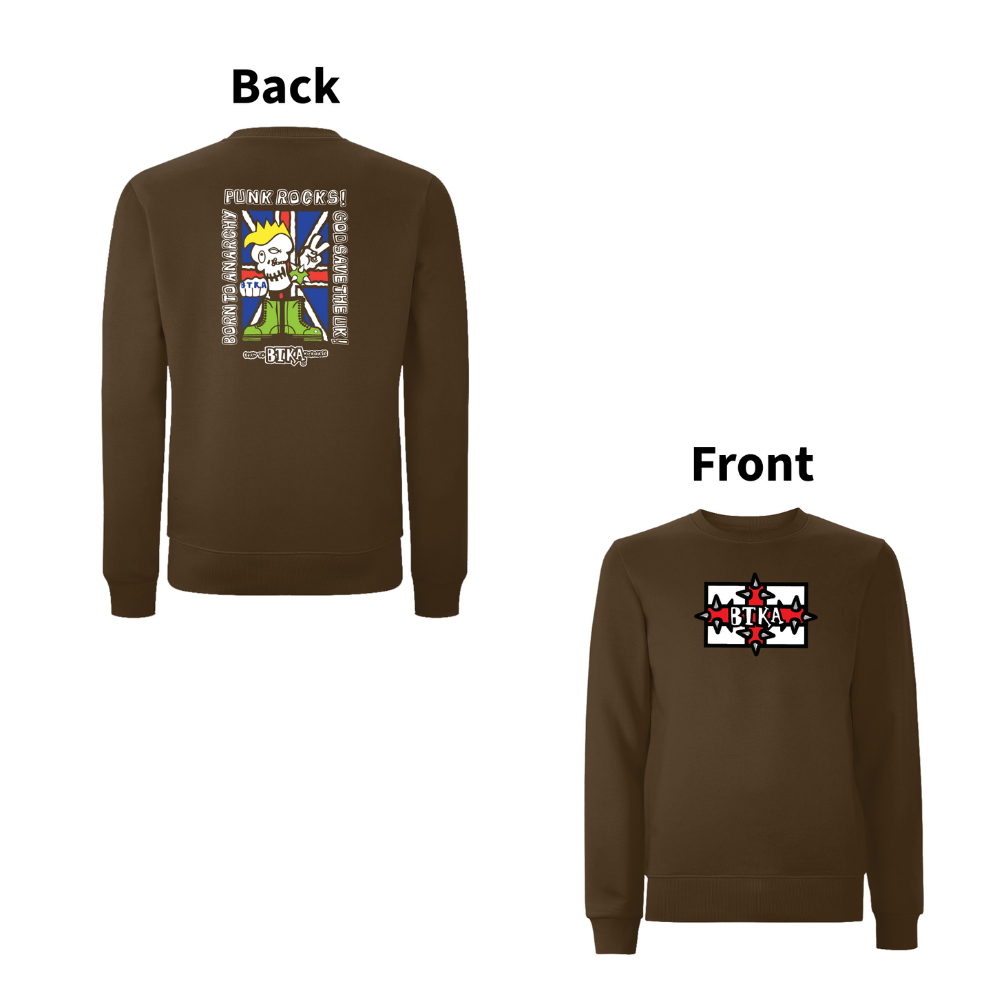 BTKA - PUNK ROCKS 90's Classic Front & Back Print Logo Sweatshirt