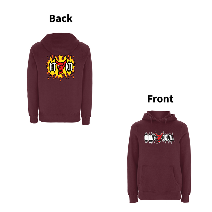 BTKA -  HORNY DEVIL Front & Back print Hoodie – Rave inspired 90s streetwear, retro fashion from Have a nice day london store 