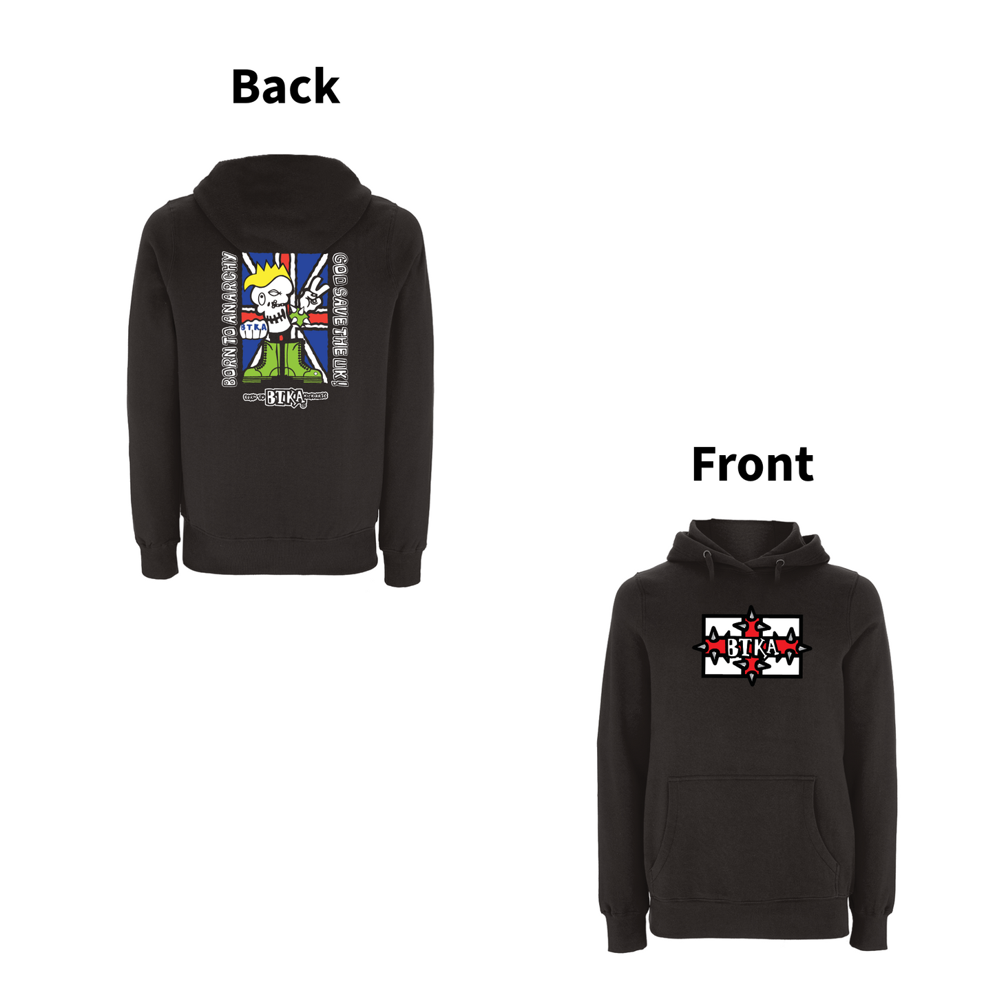 BTKA - PUNK ROCKS 90's Classic Front & Back Print Logo Hoodie