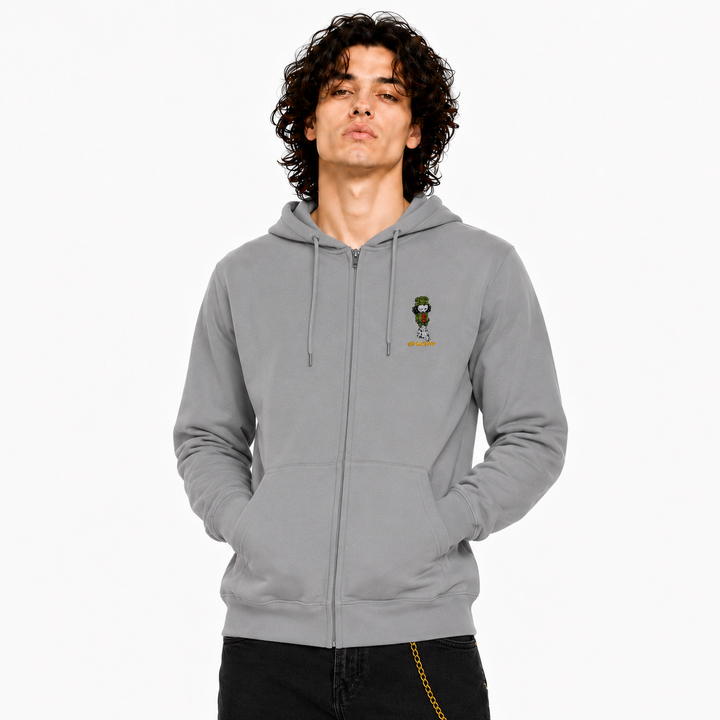 Dready Walking Man Embroidered Zip Hood
