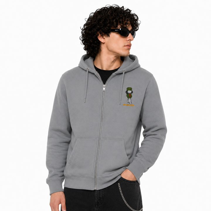 Dready Walking Man Embroidered Zip Hood