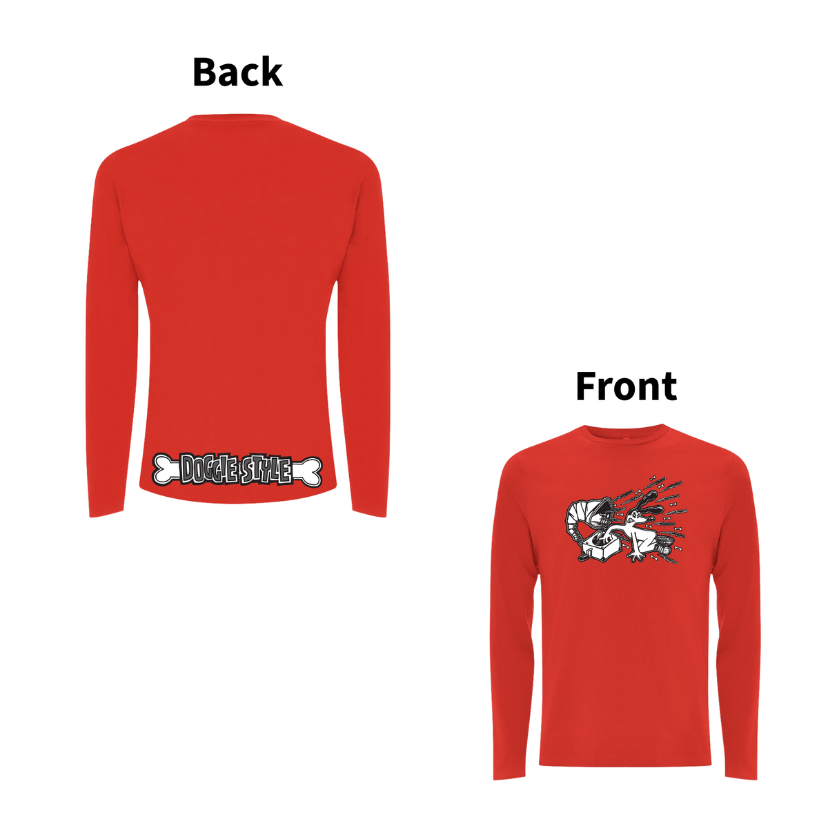 FUNKY DOG - DOGGIE STYLE  Front and Back Print Longsleeve T-shirt – Rave inspired 90s streetwear, retro fashion from Have a nice day london store 