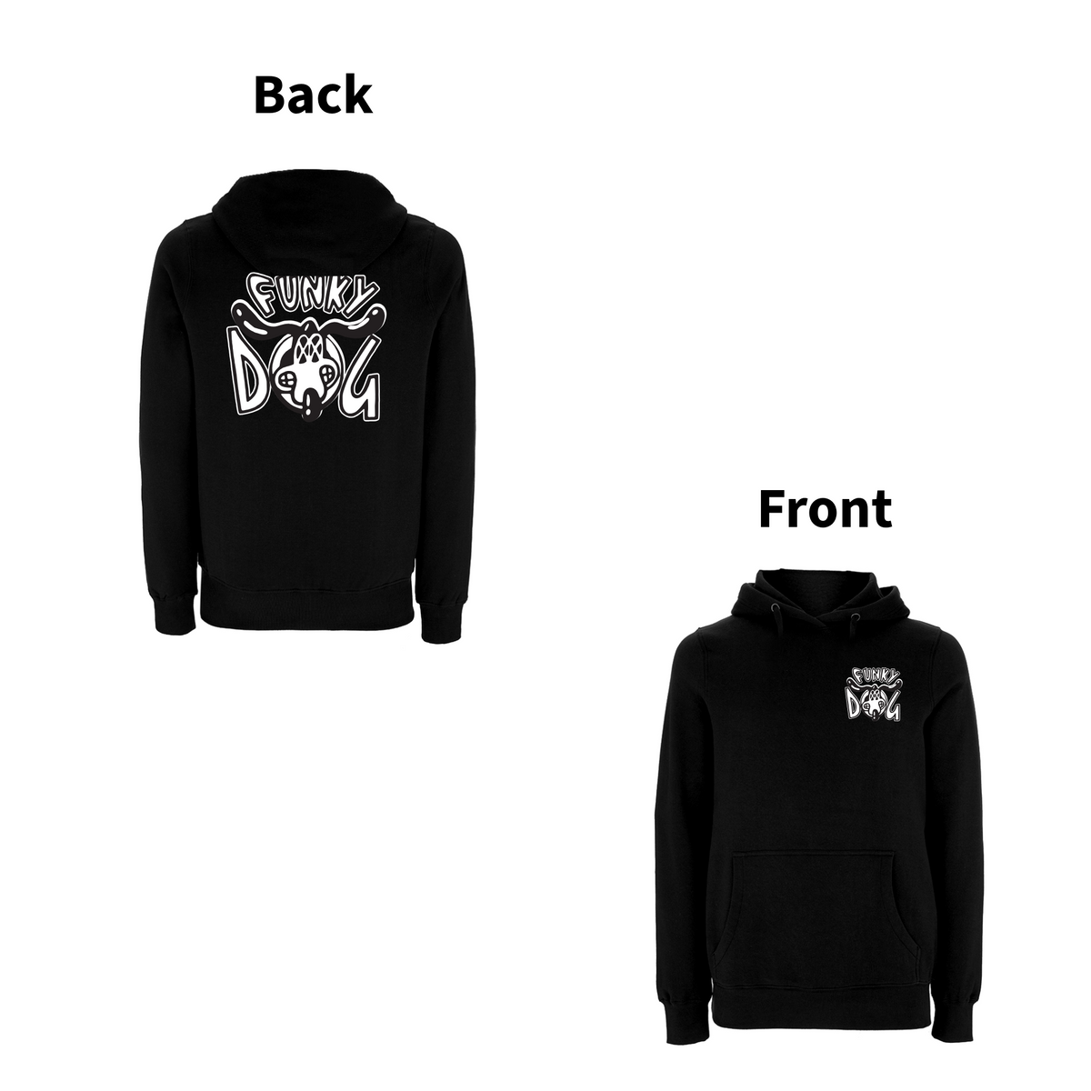 FUNKY DOG - FUNKY DOG LOGO  Front and Back Print Hoodie – Rave inspired 90s streetwear, retro fashion from Have a nice day london store 