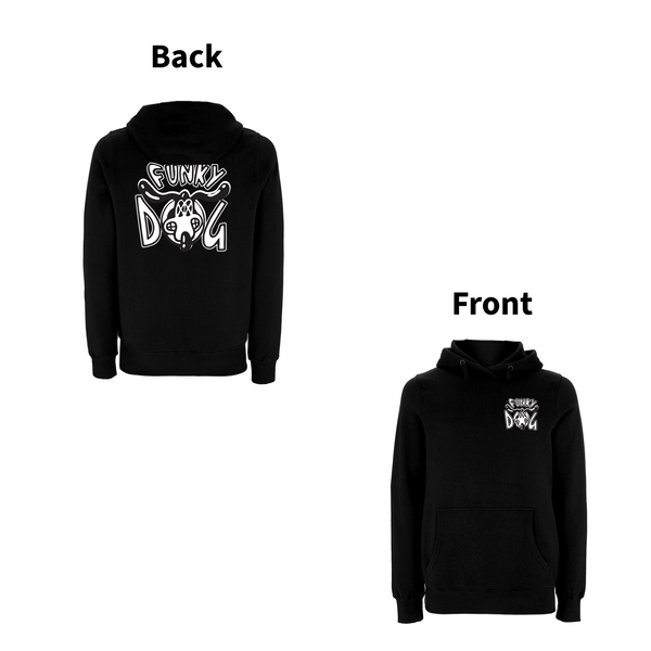 FUNKY DOG - FUNKY DOG LOGO  Front and Back Print Hoodie – Rave inspired 90s streetwear, retro fashion from Have a nice day london store 