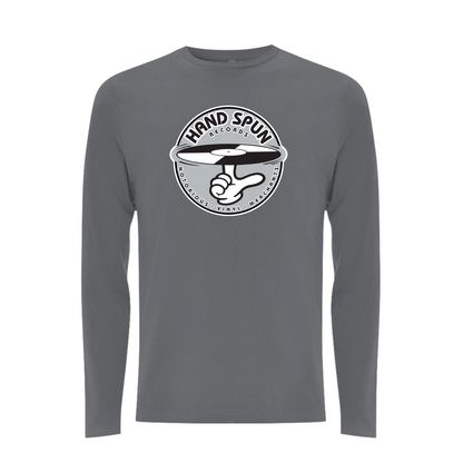 HANDSPUN RECORDS - Classic Front Print GREY Logo Longsleeve T-shirt