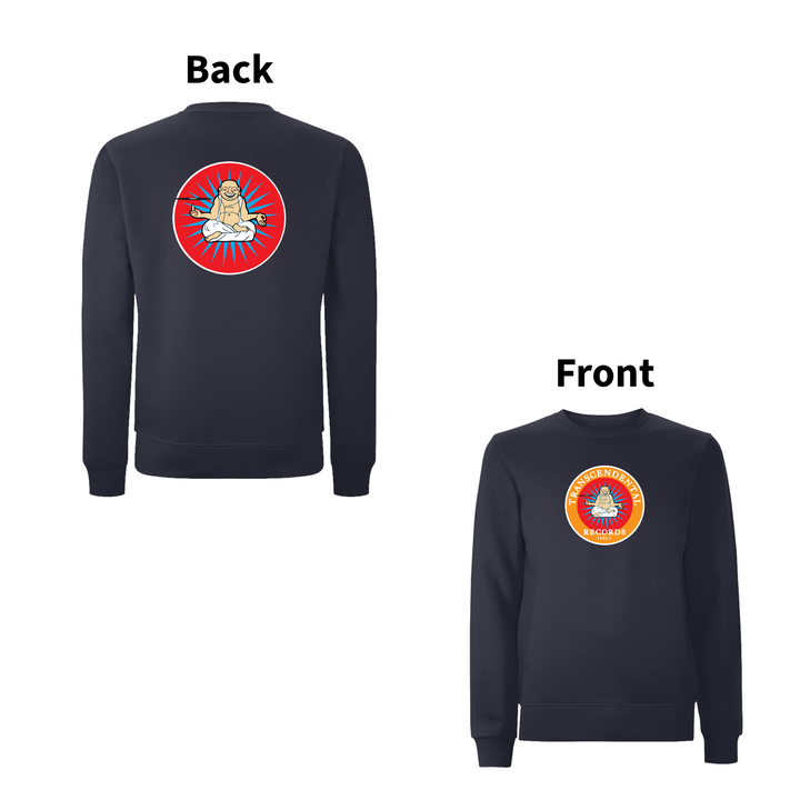 HANDSPUN RECORDS -  90's TRANSCENDENTAL Logo Front and Back Print Sweatshirt – Rave inspired 90s streetwear, retro fashion from Have a nice day london store 
