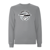 HANDSPUN RECORDS - Classic Front Print GREY Logo Sweatshirt – Rave inspired 90s streetwear, retro fashion from Have a nice day london store 