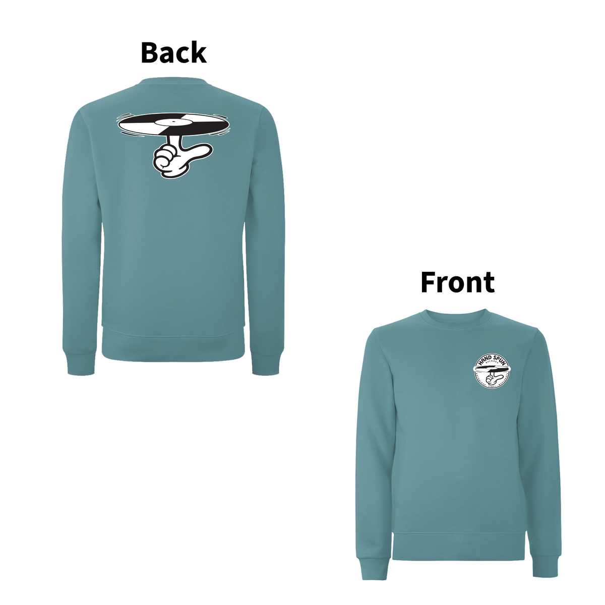 HANDSPUN  RECORDS  - 90's CLASSIC LOGO Front and Back Print Sweatshirt - A Have A Nice Day Brand. – Rave inspired 90s streetwear, retro fashion from Have a nice day london store 