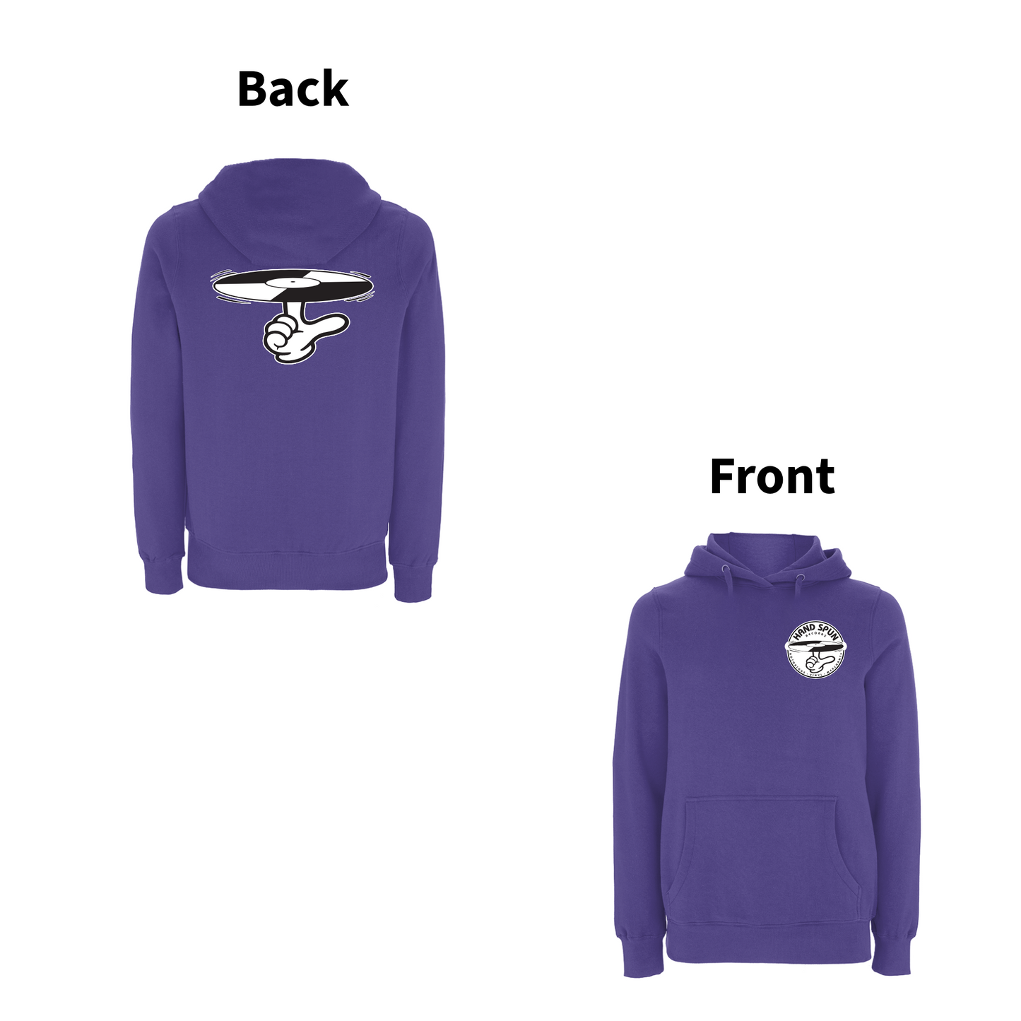 HANDSPUN  RECORDS  -  CLASSIC LOGO Front and Back Print Hoodie- A Have A Nice Day Brand.