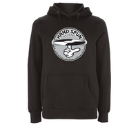 HANDSPUN RECORDS - Classic Front Print GREY Logo Hoodie – Rave inspired 90s streetwear, retro fashion from Have a nice day london store 