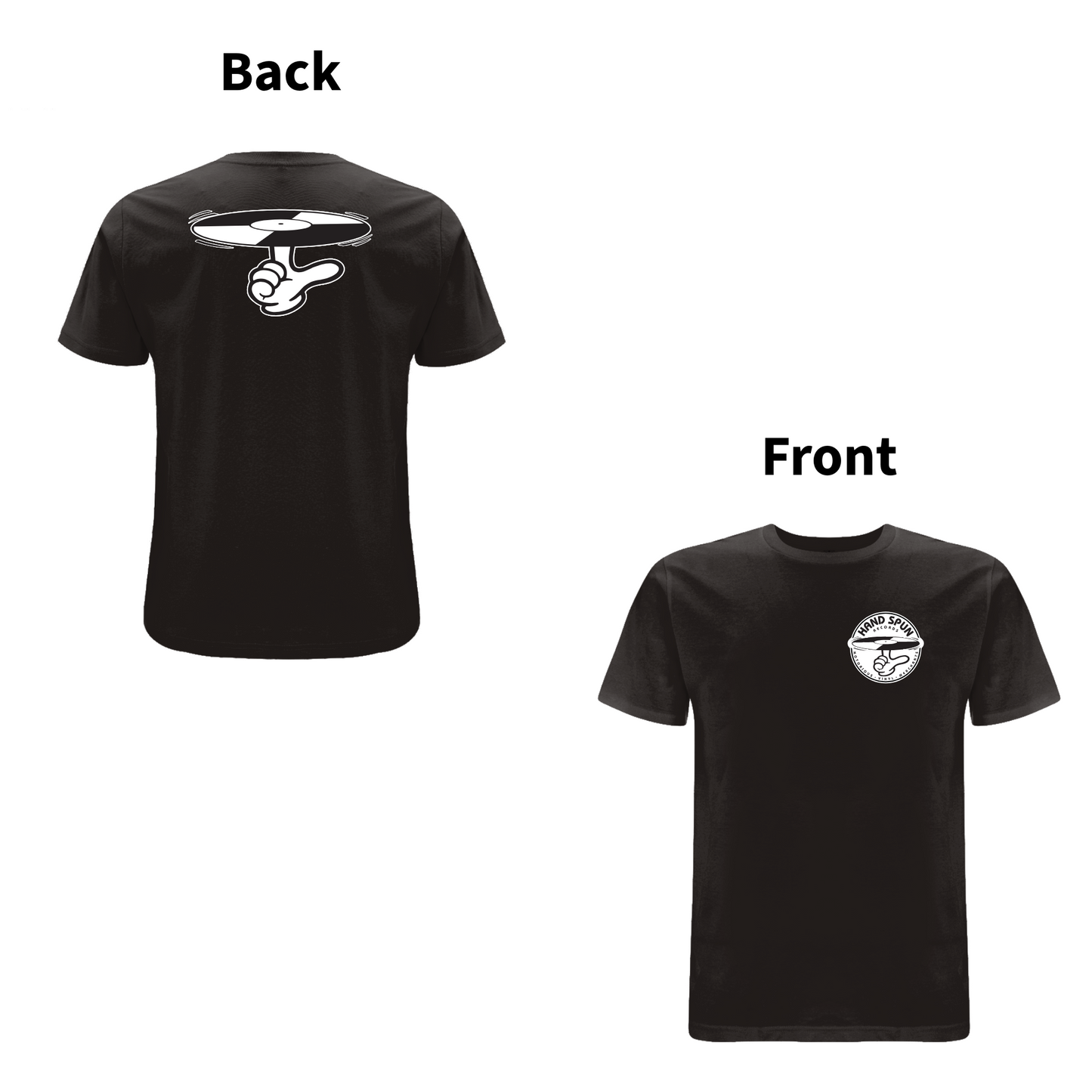 HANDSPUN  RECORDS  - 90's CLASSIC LOGO Front and Back Print T-shirt - A Have A Nice Day Brand.