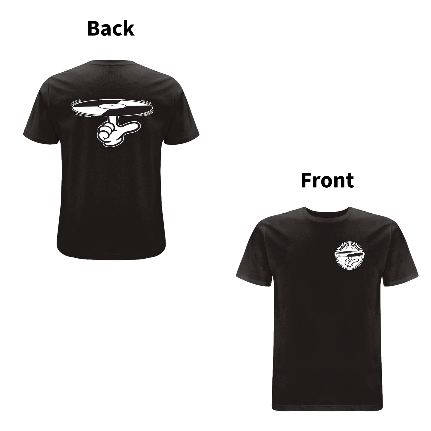 HANDSPUN  RECORDS  -  CLASSIC LOGO Front and Back Print T-shirt - A Have A Nice Day Brand.