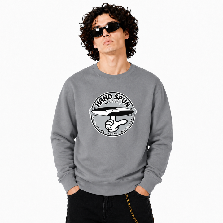 HANDSPUN RECORDS - Classic Front Print GREY Logo Sweatshirt