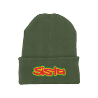 Sista Embroidered Logo Original cuffed long beanie – Rave inspired 90s streetwear, retro fashion from Have a nice day london store 