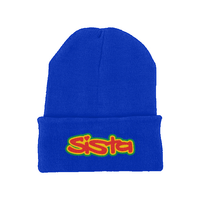 SISTA embroidered logo  Recycled original cuffed fitted beanie – Rave inspired 90s streetwear, retro fashion from Have a nice day london store 