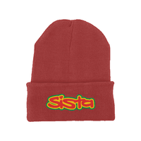 Sista Embroidered Logo Original cuffed long beanie – Rave inspired 90s streetwear, retro fashion from Have a nice day london store 