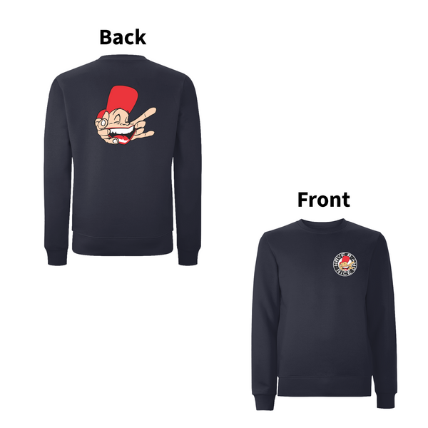 Have A Nice Day Sam The Man 90's Logo Front and Back print sweatshirt – Rave inspired 90s streetwear, retro fashion from Have a nice day london store 