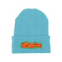 Sista Embroidered Logo Original cuffed long beanie – Rave inspired 90s streetwear, retro fashion from Have a nice day london store 
