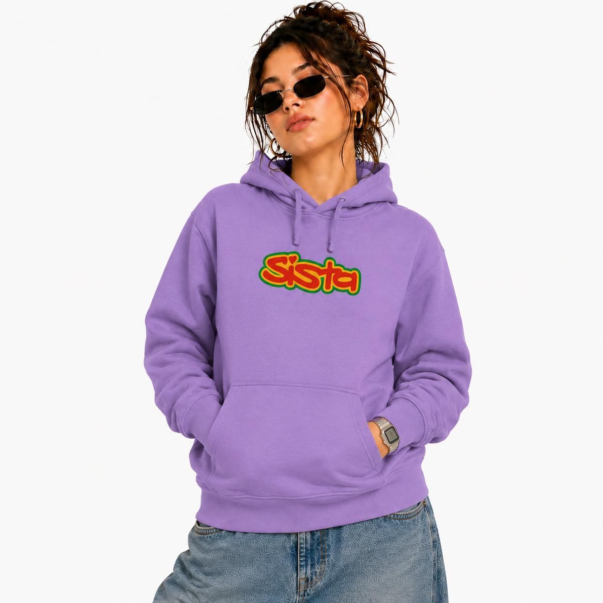 Sista Large Logo Front Print Hood
