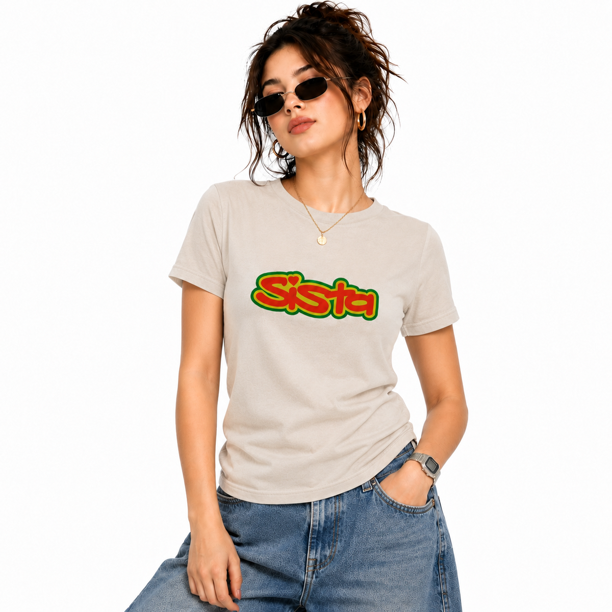 Sista Large logo front print t-shirt