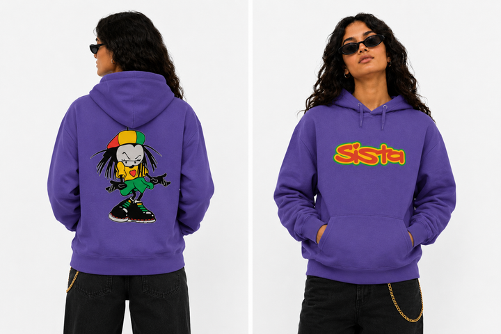 Sista Manners Front & Back Print Hood