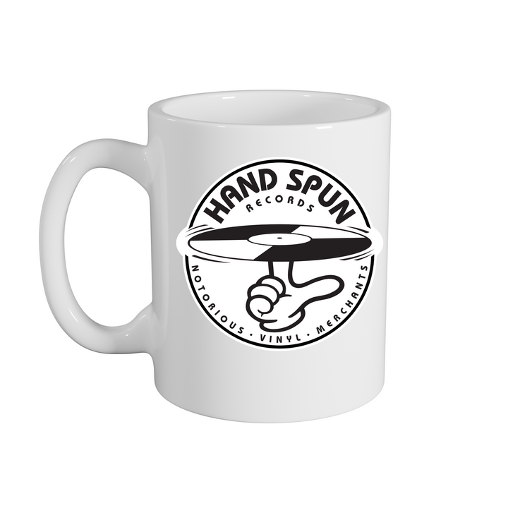 Handspun Records White Logo Mug – Rave inspired 90s streetwear, retro fashion from Have a nice day london store 