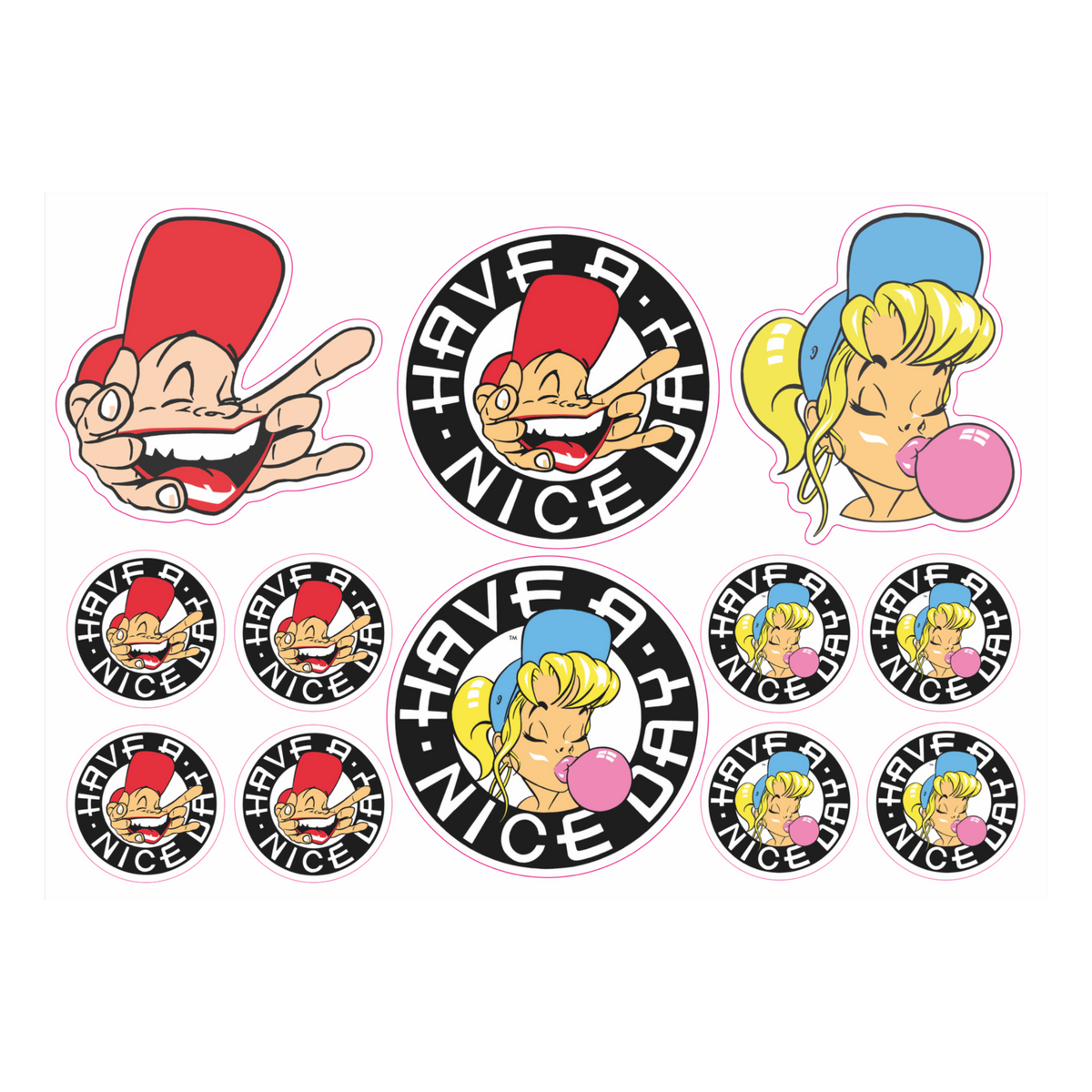 Have a nice day  - SAM and SHURL Sticker Sheet 001 – Rave inspired 90s streetwear, retro fashion from Have a nice day london store 