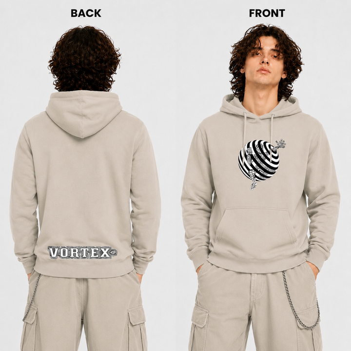 VORTEX - TRAPPED front and back print Organic Hoodie