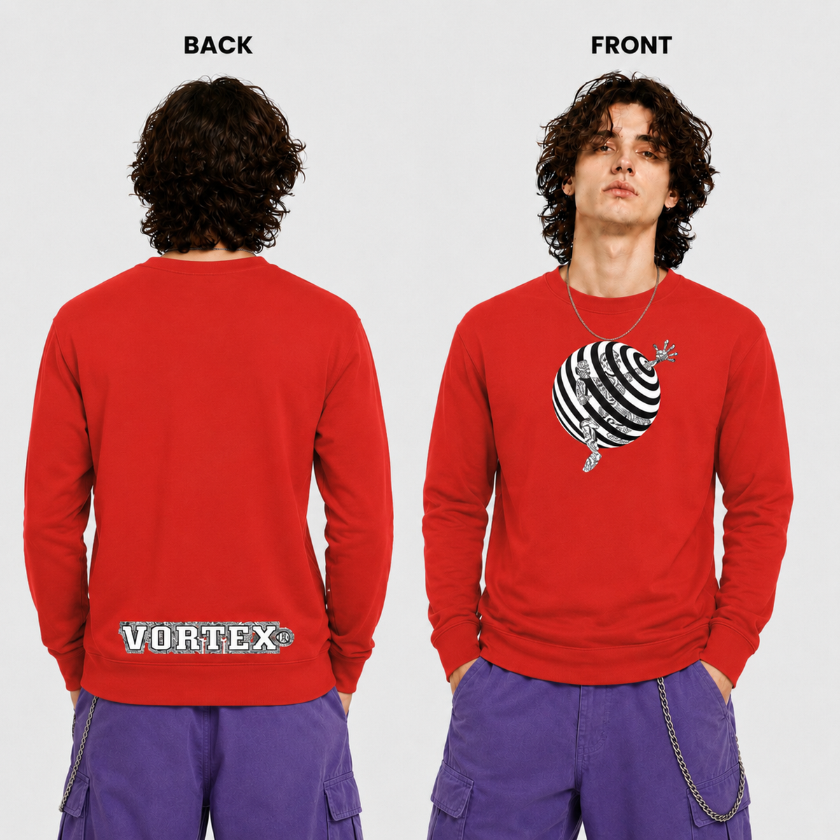Vortex - TRAPPED front and back print Organic Longsleeve