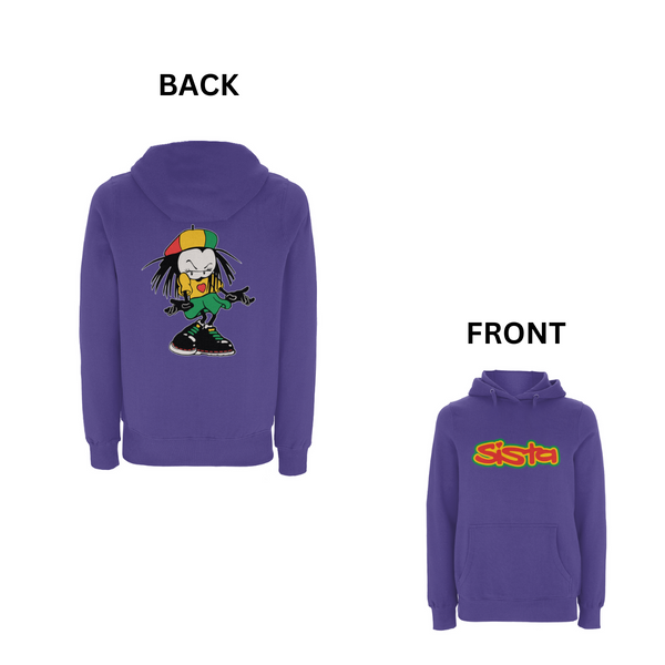 Sista Manners Front & Back Print Hood – Rave inspired 90s streetwear, retro fashion from Have a nice day london store 