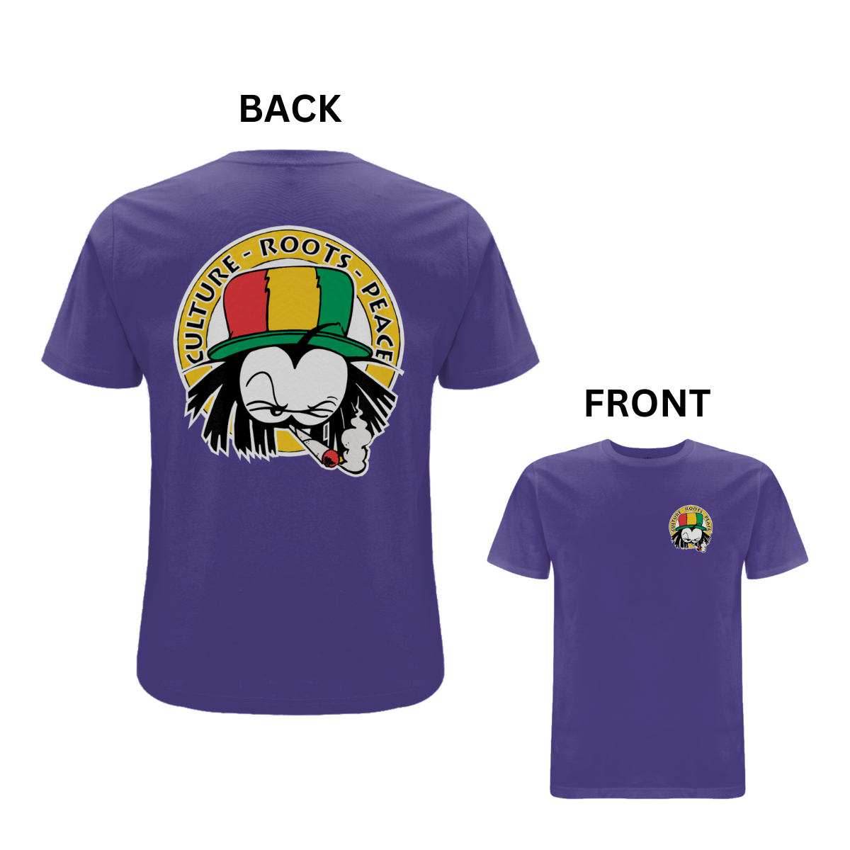 Dready Culture Roots & Peace Front and Back Print T-Shirt