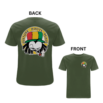 Dready Culture Roots & Peace Front and Back Print T-Shirt