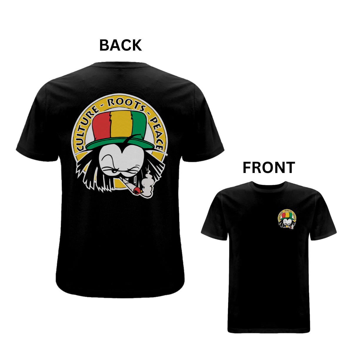 Dready Culture Roots & Peace Front and Back Print T-Shirt
