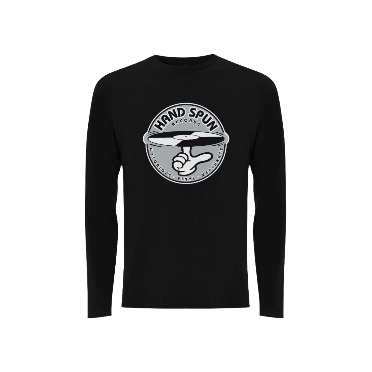 Handspun Records Front Print Grey Logo - Long Sleeve Tee