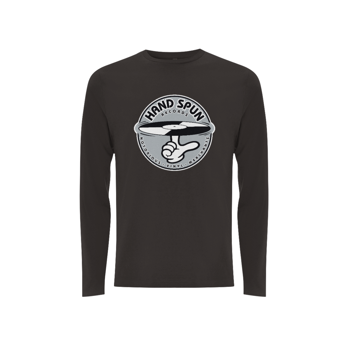 Handspun Records Front Print Grey Logo - Long Sleeve Tee