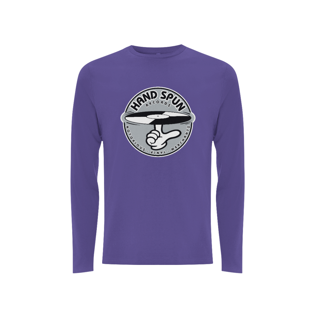 Handspun Records Front Print Grey Logo - Long Sleeve Tee