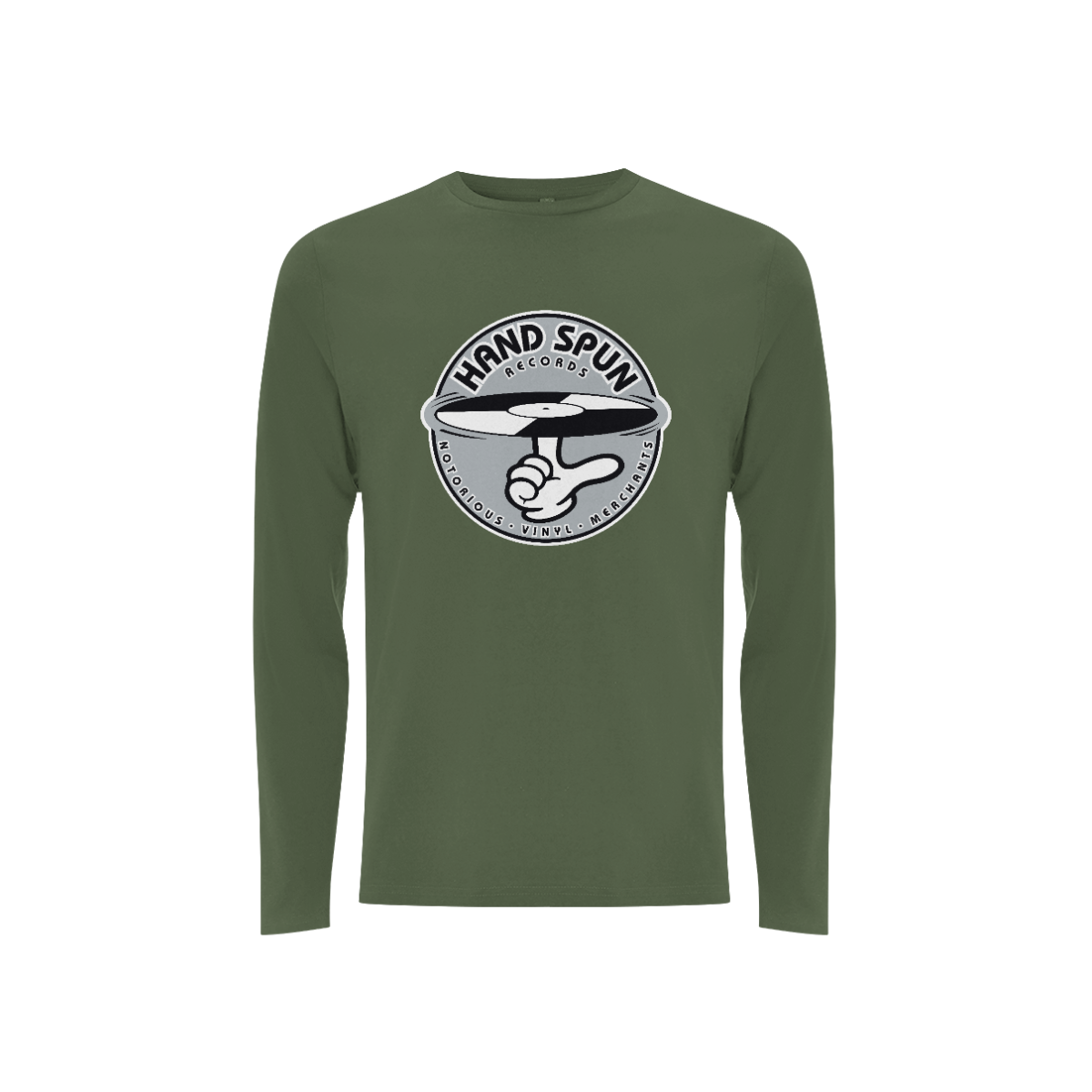 Handspun Records Front Print Grey Logo - Long Sleeve Tee