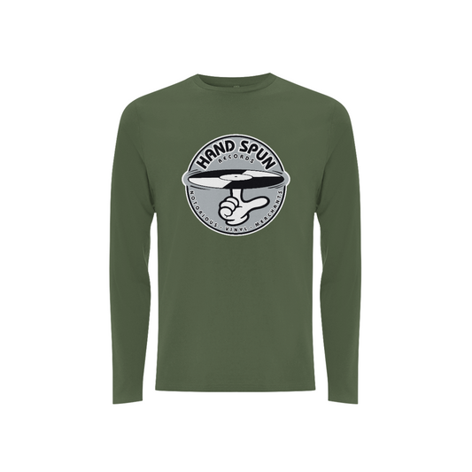 Handspun Records Front Print Grey Logo - Long Sleeve Tee